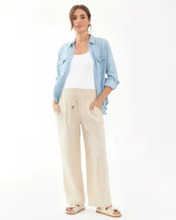Indi Wide Leg Linen Pant Natural