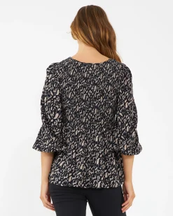 Izzie Shirred Top Midnight / Mocha