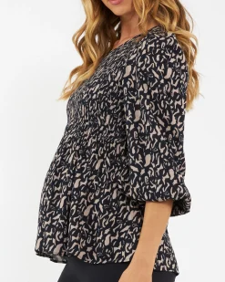 Izzie Shirred Top Midnight / Mocha