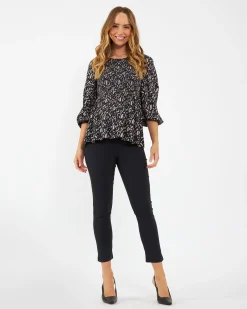 Izzie Shirred Top Midnight / Mocha