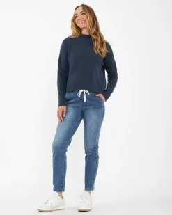 Jade Crop Nursing Knit Denim Marle
