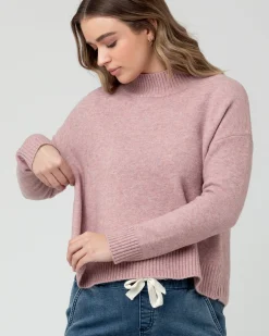 Jade Crop Nursing Knit Pink