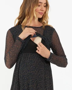 Jen Nursing Dress  Brown / Black