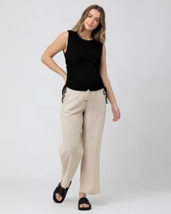 Jodie Ruched Rib Tank  Black
