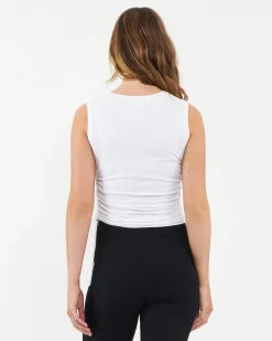 Jodie Ruched Rib Tank  White