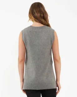 Josie Side Split Knit Vest Grey Marle
