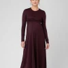 Jude Cross Front Nursing Dress Maroon / Black
