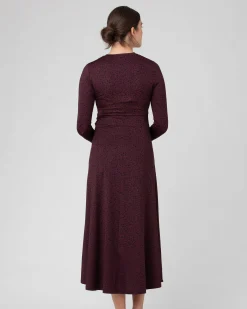 Jude Cross Front Nursing Dress Maroon / Black