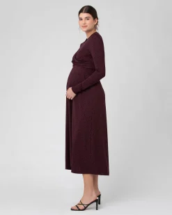 Jude Cross Front Nursing Dress Maroon / Black
