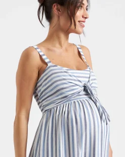 Lana Tie Front Dress  Sky Blue / Navy / White