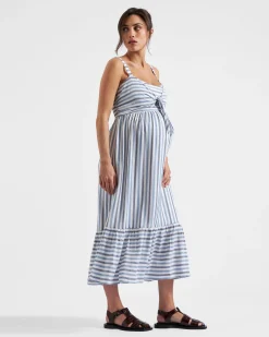 Lana Tie Front Dress  Sky Blue / Navy / White