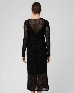 Leo Flocked Nursing Dress Black