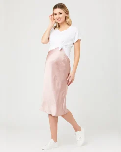Lexie Satin Skirt Dusty Pink