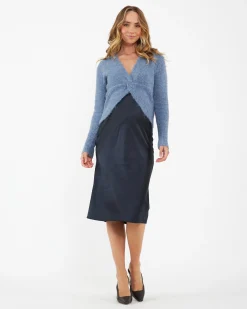 Lexie Satin Skirt Navy