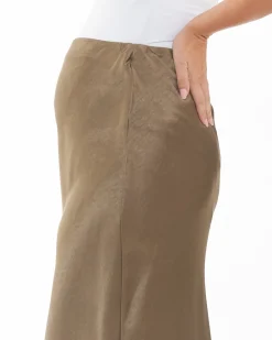 Lexie Satin Skirt Olive