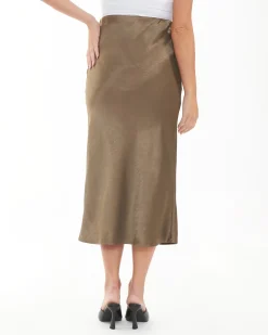 Lexie Satin Skirt Olive