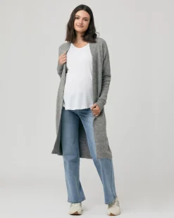 Linda Longline Knit Cardigan Charcoal Marle