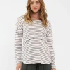 Lionel Long Sleeve Nursing Tee Taupe / White