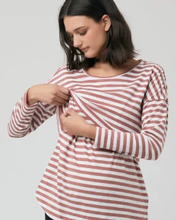 Lionel Long Sleeve Nursing Tee Blush / White