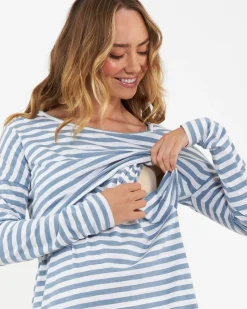 Lionel Long Sleeve Nursing Tee Petrol / White