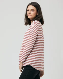 Lionel Long Sleeve Nursing Tee Blush / White