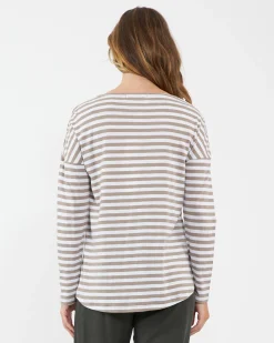Lionel Long Sleeve Nursing Tee Taupe / White