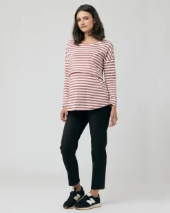 Lionel Long Sleeve Nursing Tee Blush / White