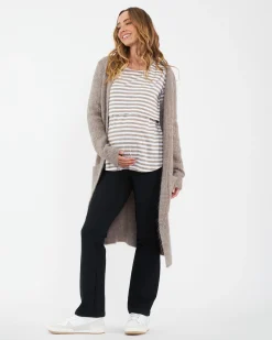 Lionel Long Sleeve Nursing Tee Taupe / White
