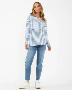 Lionel Long Sleeve Nursing Tee Petrol / White