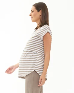 Lionel Nursing Tee Taupe / White