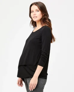 Long Sleeve Lara Nursing Tee Black