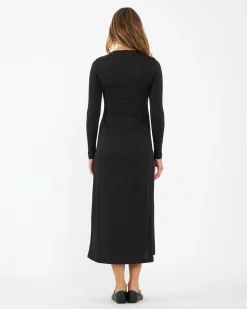 Luxe Knit A-Line Nursing Dress Black
