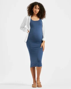 Luxe Knit Contour Dress Deep Blue