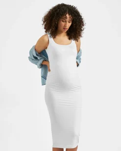 Luxe Knit Contour Dress White