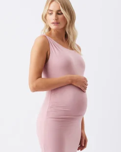 Luxe Knit Off Shoulder Dress Pink