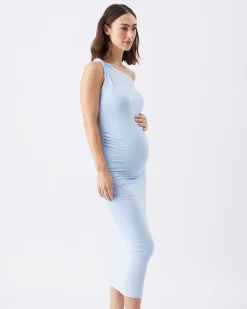 Luxe Knit Off Shoulder Dress Baby Blue