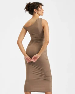 Luxe Knit Off Shoulder Dress Mocha