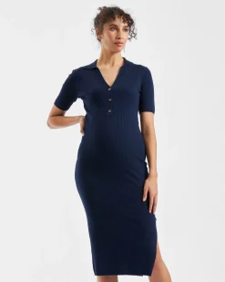 Maddy Knit Polo Dress Navy