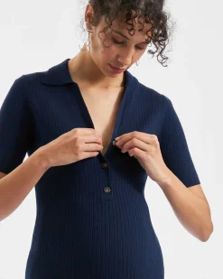 Maddy Knit Polo Dress Navy