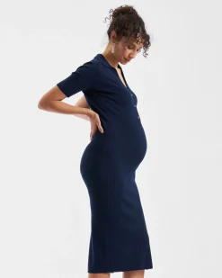 Maddy Knit Polo Dress Navy