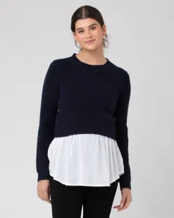 Mandy Detachable Nursing Knit Navy