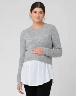 Mandy Detachable Nursing Knit Grey Marle