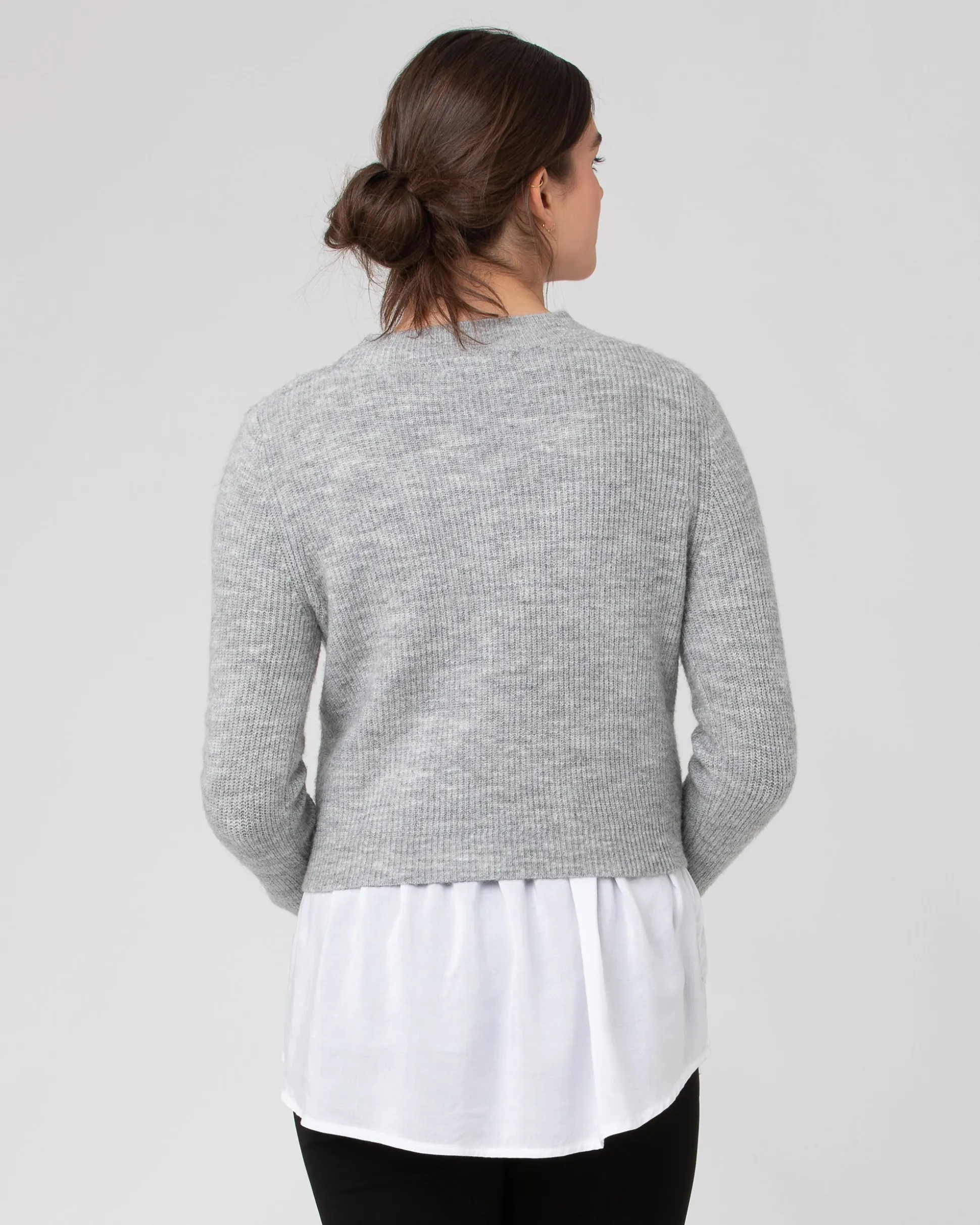 Mandy Detachable Nursing Knit Grey Marle
