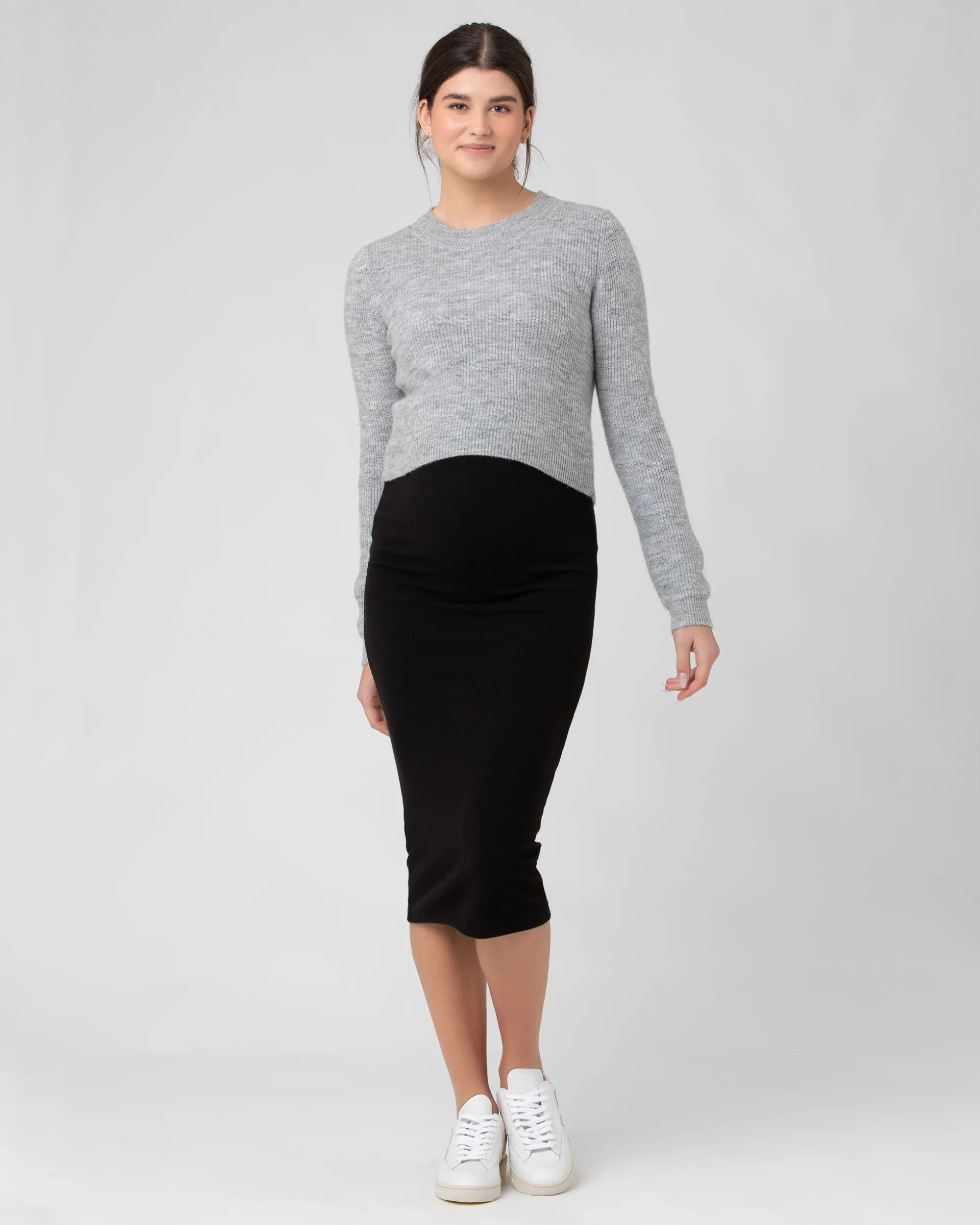 Mandy Detachable Nursing Knit Grey Marle