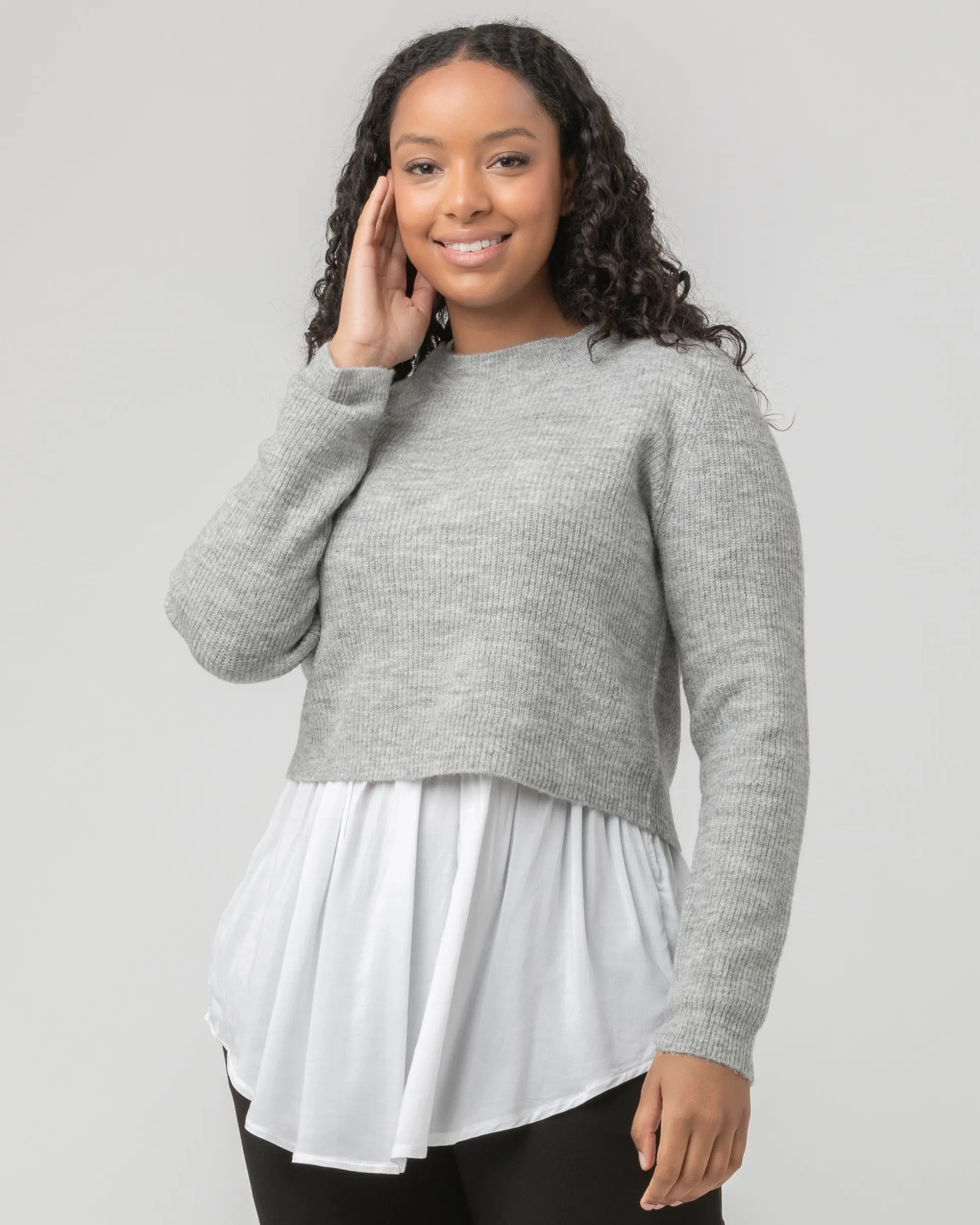 Mandy Detachable Nursing Knit Grey Marle