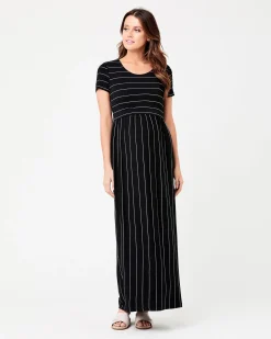 Maxi Crop Top Nursing Dress Black / Flint
