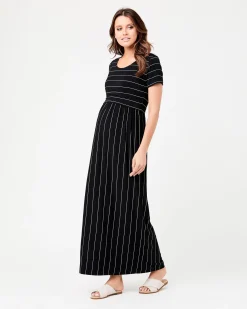Maxi Crop Top Nursing Dress Black / Flint
