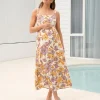 Maya Tie Back Linen Dress  Natural