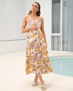 Maya Tie Back Linen Dress  Natural