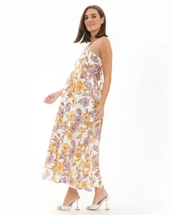 Maya Tie Back Linen Dress  Natural